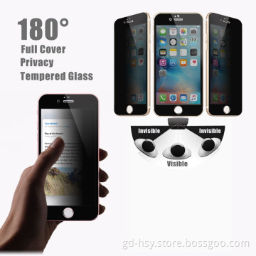 HUYSHE mobile phone accessories for iphone 6 privacy 0.3mm thickness 9h hardness tempered glass screen protector for iphone 6